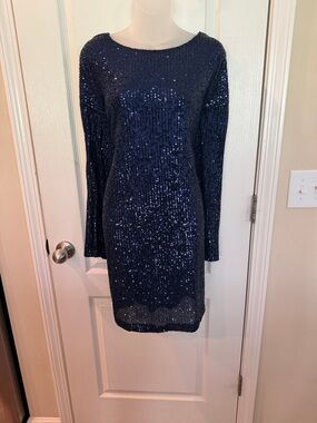 ASOS NAVY BLUE SEQUINS DRESS 

SIZE US 8 TALL